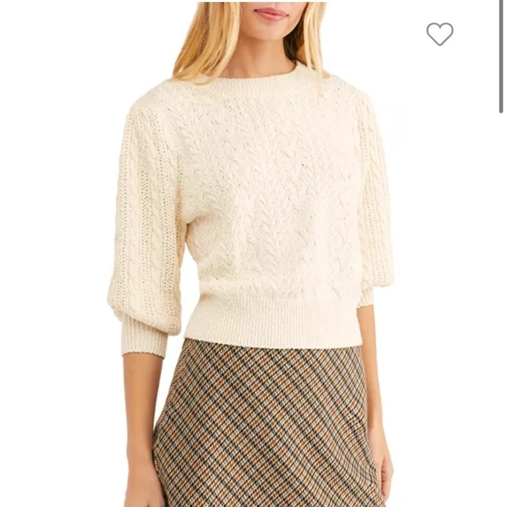 Free People Villa Cable Sweater Ivory
